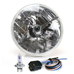 Tri-Bar 7" Inch Halogen Lens Assembly w/ H4 bulb and Plug ~ Pair - Part Number: AUTLENB1AK