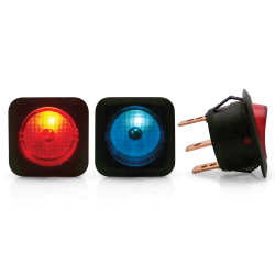 Square Framed Round Illuminated Rocker Switches - Part Number: 10018617