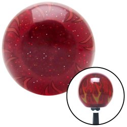 Red Flame Metal Flake Shift Knob w/ 5/16-18 Insert Shifter Auto Manual Custom - Part Number: ASCSNX139282