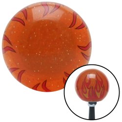 Orange Flame Metal Flake Shift Knob w/ 1/2-20 Insert Shifter Auto Manual Brody - Part Number: ASCSNX139315