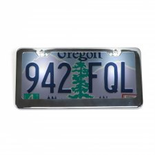 Illuminated Chrome License Plate Frame with Light Bolts and Caps - Part Number: AUTFRAMEC1L