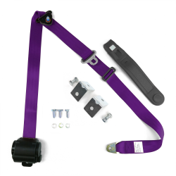 3 Point Retractable Purple Seat Belt With Mounting Brackets - Standard Buckle - Part Number: STBSB3RSPLHPK