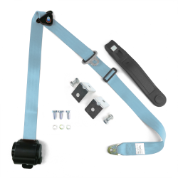 3pt Sky Blue Retractable Seat Belt With Mounting Brackets - Standard Buckle - Part Number: STBSB3RSSBHPK