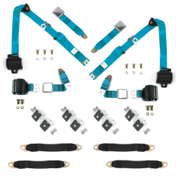 Retro Blue Airplane Buckle 4 Seat Belt Kit - Part Number: STBSBK3P4SK