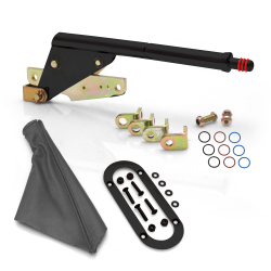 Floor Mount Black Emergency Parking Brake, Grey Boot and Black Trim Ring - Part Number: ASCEBK01BKKBG