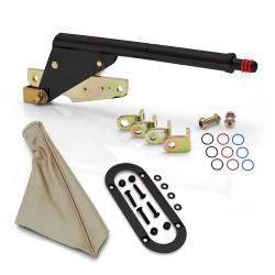 Floor Mount Black Emergency Parking Brake, Tan Boot and Black Trim Ring - Part Number: ASCEBK01BKKBT