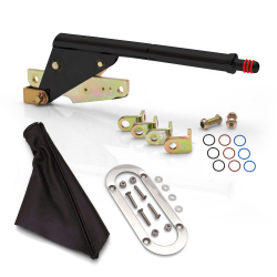 Floor Mount Black Emergency Parking Brake, Black Boot and Silver Trim Ring - Part Number: ASCEBK01BKKSB