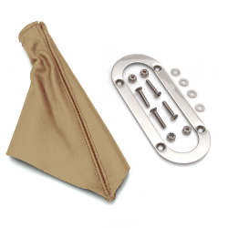 Horizontal Shift or Emergency Brake Tan Boot with Silver Trim Ring - Part Number: ASCSB201TNTR