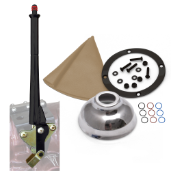 16” Black Transmission Mount E-Brake with Tan Boot, Black Ring and Cap - Part Number: ASCBH16BKBT