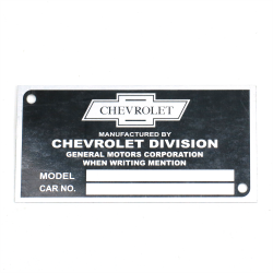 Chevrolet VIN Plate - Part Number: VPAVIN03