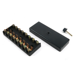 Universal Ceramic Torpedo Bullet 8 Fuse Block with Cover - Part Number: KICKFB6