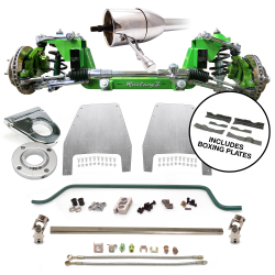 1967-70 Mustang MII Complete IFS Kit W/ Column Shift Black, Pwr Rack, Airbag - Part Number: HEXMCDK77D25