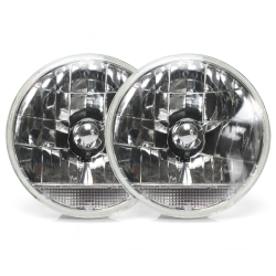 Snake-Eye 7" Inch Lens Assembly with Clear Turn Signal - Pair - Part Number: AUTLENA2AS