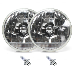 Snake-Eye 7" Inch Lens Assembly with H4 bulb and Clear Turn Signal ~ Pair - Part Number: AUTLENA2ABS