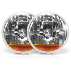 Snake-Eye 7" Inch Halogen Lens Assembly with Amber Turn Signal ~ Pair - Part Number: AUTLENA3AS