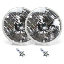 Tri-Bar 7" Inch Halogen Lens Assembly with H4 bulb ~ Pair - Part Number: AUTLENB1ABS