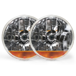 Tri-Bar 7 Inch Halogen Lens Assembly With Amber Turn Signal - Pair - Part Number: AUTLENB3AS