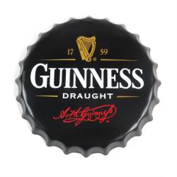 Guinness Draught Beer Bottle Cap Display Sign - Baked Enamel - Part Number: VPABCSIGN04