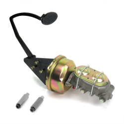 55-59 Chevy Truck 8” Single Brake Pedal kit Drum/Drum~Lg Oval Blk Pad - Part Number: HEXPKA77F4A