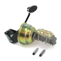 55-59 Chevy Truck FW 8” Single Brake Pedal kit Disc/Drum~Lg Oval Chr Pad - Part Number: HEXPKA78FDE