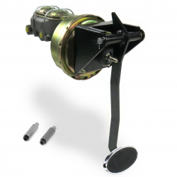 Universal FW 9” Single Brake Pedal kit Adj Disc/Disc~Lg Oval Chr Pad - Part Number: HEXPKA7829D