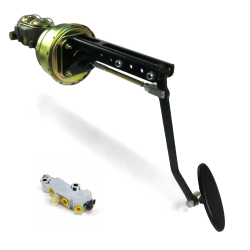 Universal adj FW 7” Dual Brake Pedal kit Disc/Drum~Lg Oval Blk Pad - Part Number: HEXPKA78E5F