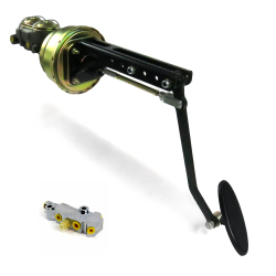 Universal adj FW 7” Dual Brake Pedal kit Disc/Disc~Lg Oval Blk Pad - Part Number: HEXPKA78E66