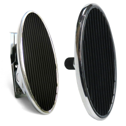 Oval Floor Mount Gas Pedal, Lg Oval Brake Pad ~  Chromed Billet - Part Number: ASC7AD64