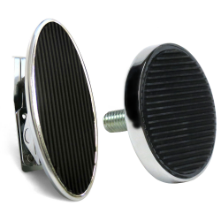 Oval Floor Mount Gas Pedal, Round Brake Pad ~  Chromed Billet - Part Number: ASC7AD65