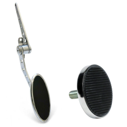 Oval Firewall Mount Gas Pedal, Round Brake Pad - Chromed Billet - Part Number: ASC7AD68