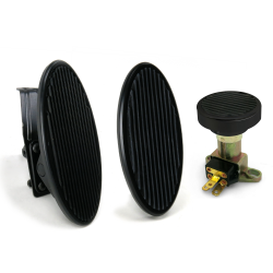 Oval Floor Mount Gas Pedal, Sm Oval Brake Pad and Dimmer Pad ~  Black Billet - Part Number: ASC7AD57