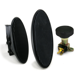 Oval Floor Mount Gas Pedal, Lg Oval Brake Pad and Dimmer Pad ~  Black Billet - Part Number: ASC7AD58