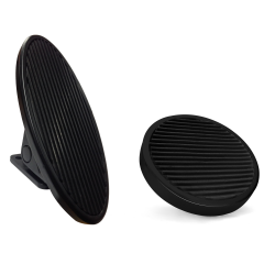 Oval Floor Mount Gas Pedal, Round Brake Pad ~  Black Billet - Part Number: ASC7AD71