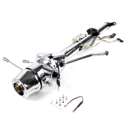 Helix 33" Chrome Keyed Steering Column ~ Column Shift with 6 Hole Wheel Adapter - Part Number: HEX7AD2F