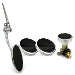 Oval Firewall Mnt Gas Pedal, Round Brake/Clutch/Dimmer Pad ~  Chromed Billet - Part Number: ASC7AD56
