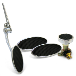 Oval Firewall Mnt Gas Pedal, Lg Oval Brake/Clutch/Dimmer Pad ~  Chromed Billet - Part Number: ASC7AD55