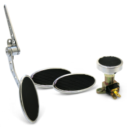 Oval Firewall Mnt Gas Pedal, Sm Oval Brake/Clutch/Dimmer Pad ~  Chromed Billet - Part Number: ASC7AD54