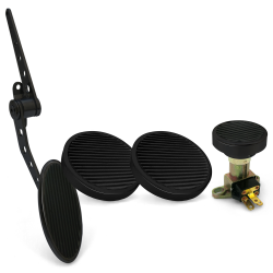 Oval Firewall Mnt Gas Pedal, Round Brake/Clutch/Dimmer Pad ~  Black Billet - Part Number: ASC7AD62
