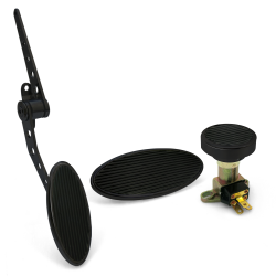 Oval Firewall Mnt Gas Pedal, Lg Oval Brake Pad and Dimmer Pad ~  Black Billet - Part Number: ASC7AD5B
