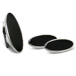 Oval Floor Mount Gas Pedal, Sm Oval Brake & Clutch Pad ~  Chromed Billet - Part Number: ASC7AD69