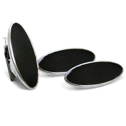 Oval Floor Mount Gas Pedal, Lg Oval Brake & Clutch Pad ~  Chromed Billet - Part Number: ASC7AD6A