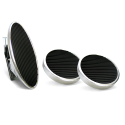 Oval Floor Mount Gas Pedal, Round Brake & Clutch Pad ~  Chromed Billet - Part Number: ASC7AD6B