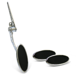 Oval Firewall Mount Gas Pedal, Sm Oval Brake & Clutch Pad ~  Chromed Billet - Part Number: ASC7AD6C