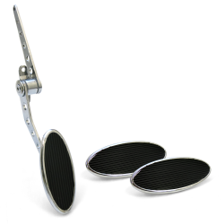 Oval Firewall Mount Gas Pedal, Lg Oval Brake & Clutch Pad ~  Chromed Billet - Part Number: ASC7AD6D