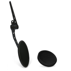 Oval Firewall Mount Gas Pedal, Round Brake Pad ~  Black Billet - Part Number: ASC7AD74
