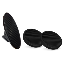 Oval Floor Mount Gas Pedal, Round Brake & Clutch Pad ~  Black Billet - Part Number: ASC7AD77