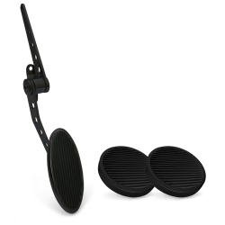 Oval Firewall Mount Gas Pedal, Round Brake & Clutch Pad ~  Black Billet - Part Number: ASC7AD7A