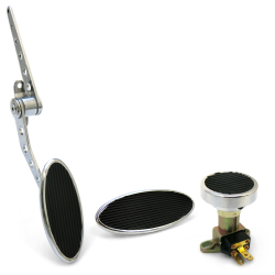 Oval Firewall Mnt Gas Pedal, Sm Oval Brake Pad and Dimmer Pad ~  Chromed Billet - Part Number: ASC7AD4E