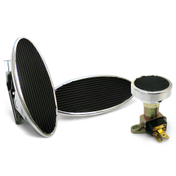Oval Floor Mount Gas Pedal, Lg Oval Brake Pad and Dimmer Pad ~  Chromed Billet - Part Number: ASC7AD4C