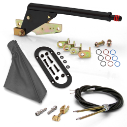 Floor Mount Black Emergency Parking Brake~ Gray Boot, Black Ring and Cable Kit - Part Number: ASC7ADB7